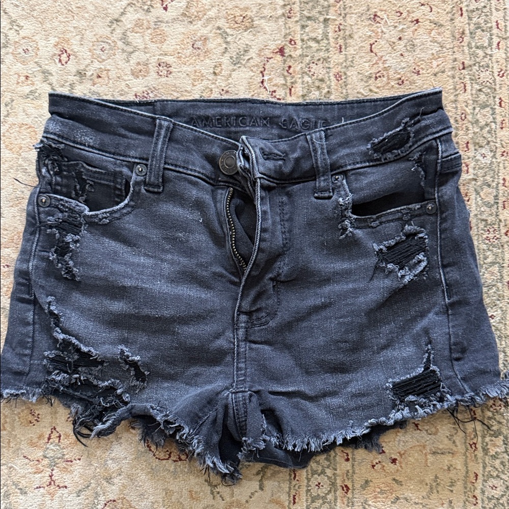 American Eagle Outfitters Ripped Dark Gray Jean Shorts